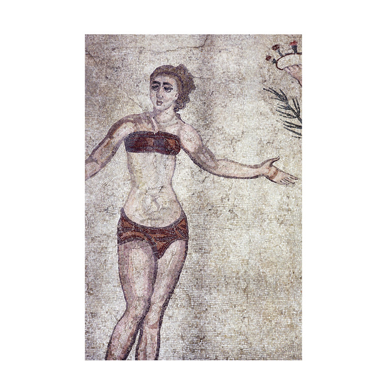 Art romain sur toile, "La chambre des dix filles dansantes" à Abikini, H 24 po x l 16 po