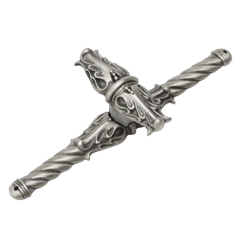 Carpe Diem 836838-24 Acanthus Platinum leave large knob w/ rope large back plate Romanesque style   in Platinum, Satin