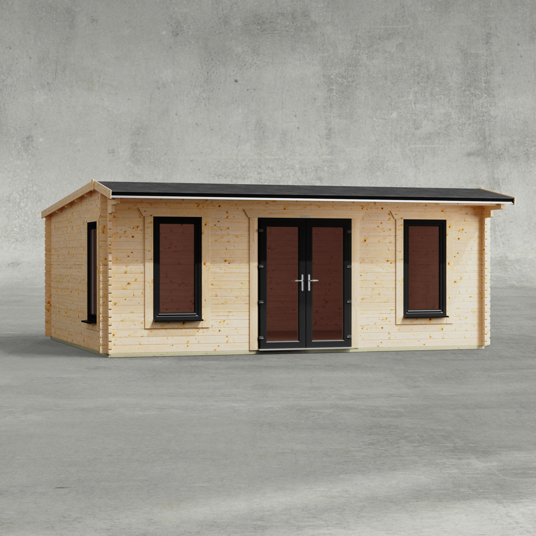 Powersheds 20 x 16ft Apex Log Cabin, Doors Central - 44mm