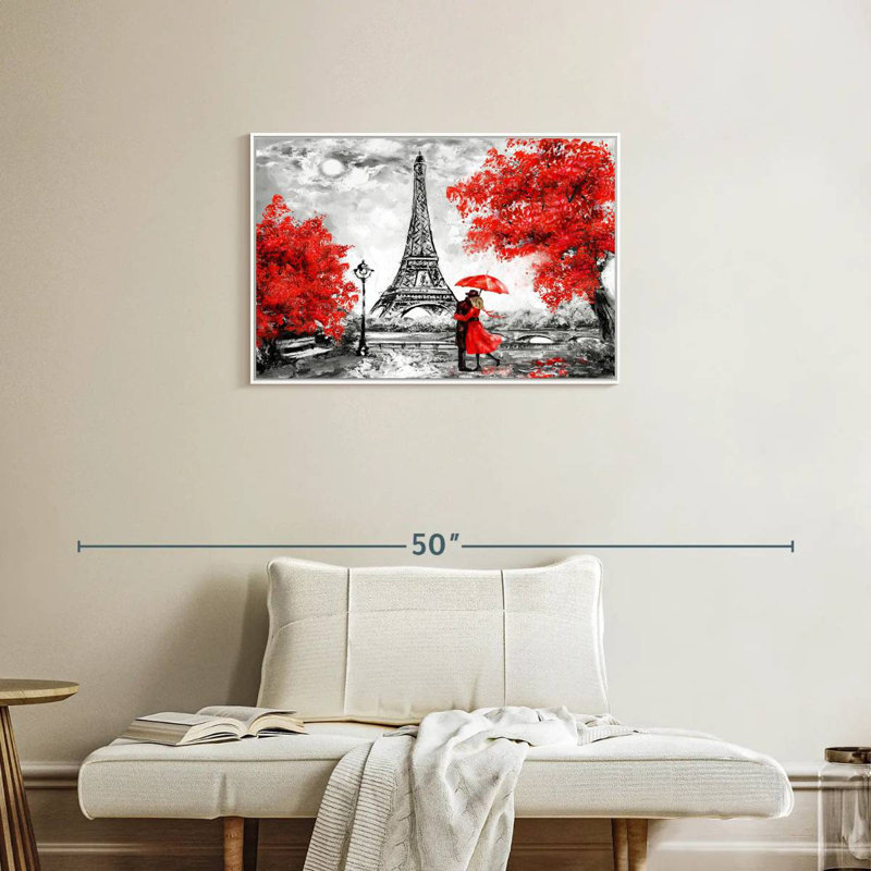 Paris Couple Pop, Cadre flottant blanc, 31 po x 21 po