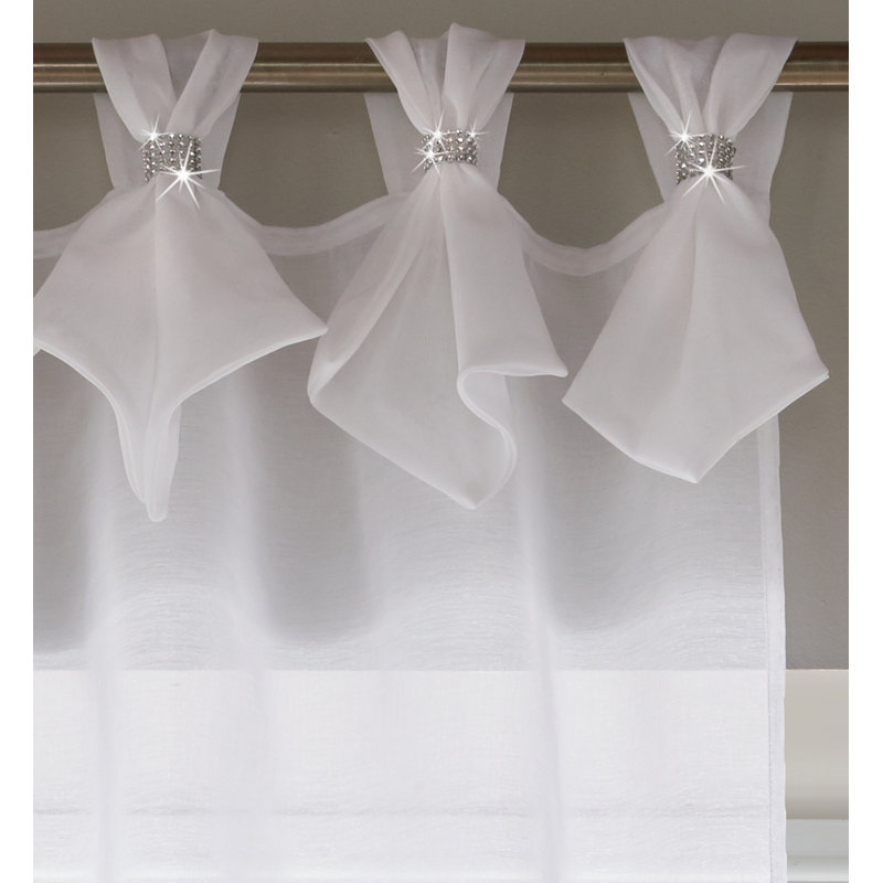 Aoibhne Tiara Tab Top Sheer Curtain Panel, White, 144 W x 228 D cm