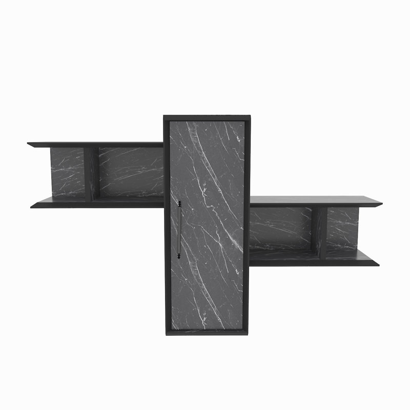 Modern Black Wall Shelf, 46.8 x 13.8 x 20.4 inches | 100% Melamine Coated Particle Board, Thickness: 0.7 inches | Industrial Design, Durable & Stylish Storage Solution for Home or Office, Solid Color
