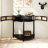 Unique Half Moon Design End Table With Sliding Rattan Door,Elegant Semi-Circle Entryway Console Table With 2 Rattan Storage Cabinet And Bottom Shelf