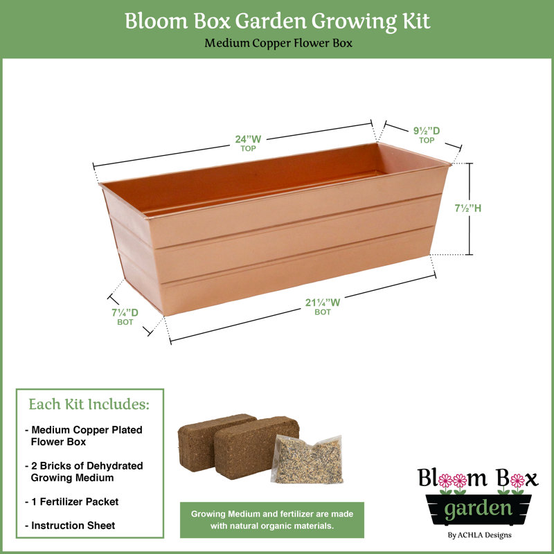 Metal Planter Box, Copper Plated