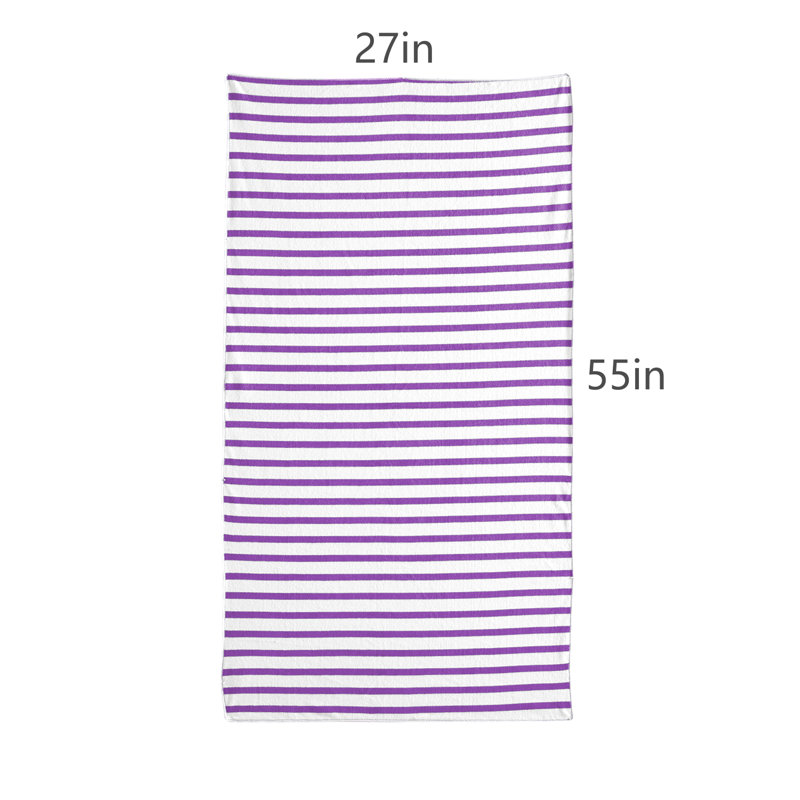 Paquet de 6 serviettes de bain à rayures 27 x 55 serviettes en microfibre absorbantes, Mauve