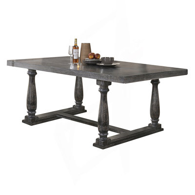 Rectangular Trestle Table With Turned Posts, Kitchen Table