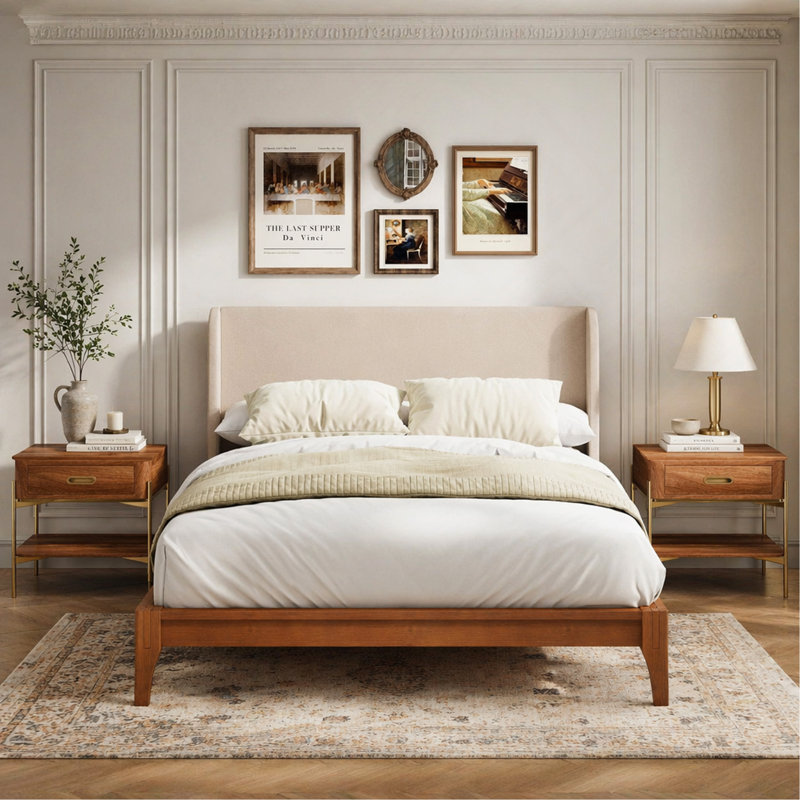 Double Wing High Headboard Queen, Queen