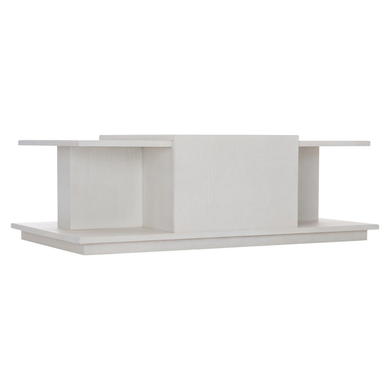 Transitional White Solid Oak Rectangular Coffee Table with Storage