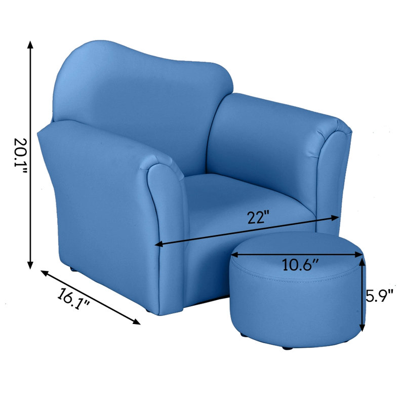 Canapé simple pour enfants avec dossier courbé, Nylon bleu