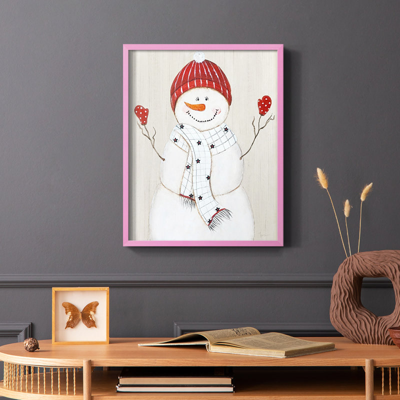 Festive Snowman III, reproduction encadrée - bois massif, H 28 po x l 22 po, Noir
