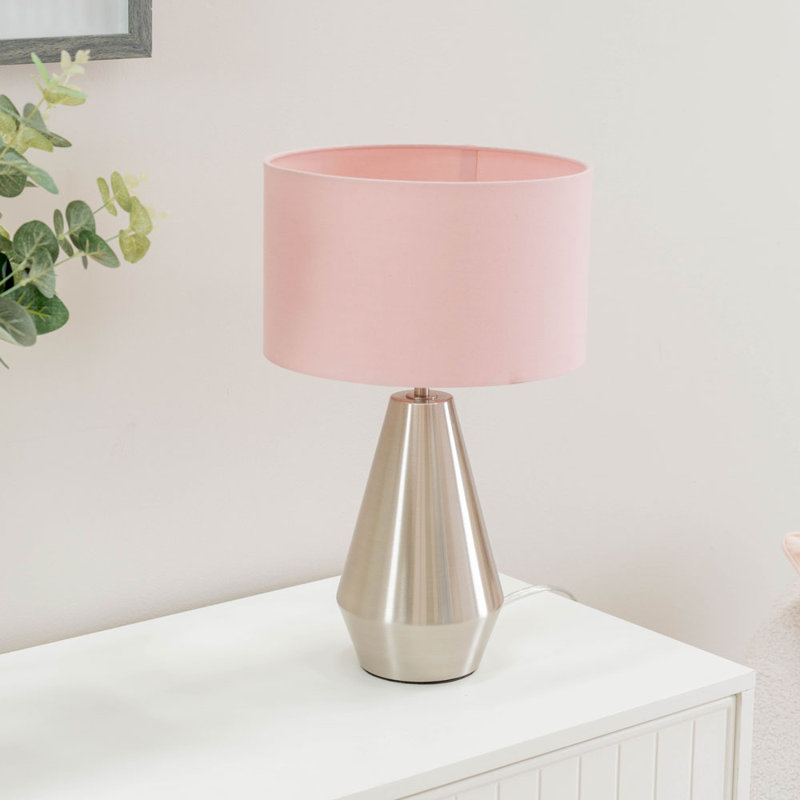 Metal Table Lamp, Blush Pink, Silver