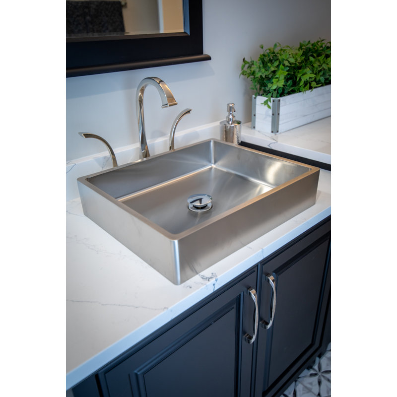 Lavabo de salle de bain vasque rectangulaire en acier inoxydable, Argent