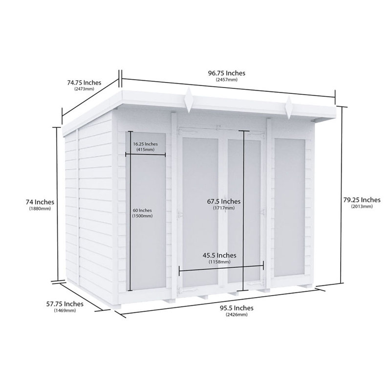 Pent Summer House (Full Height Window), 8 Ft x 5 Ft