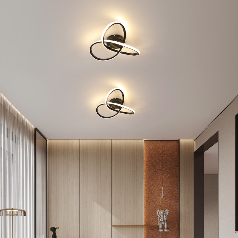 Modern LED Ceiling Light, 20W Modern Spiral Design LED Lamp, 3000K-6000K(Color Temperature Adjustable), Matte Black