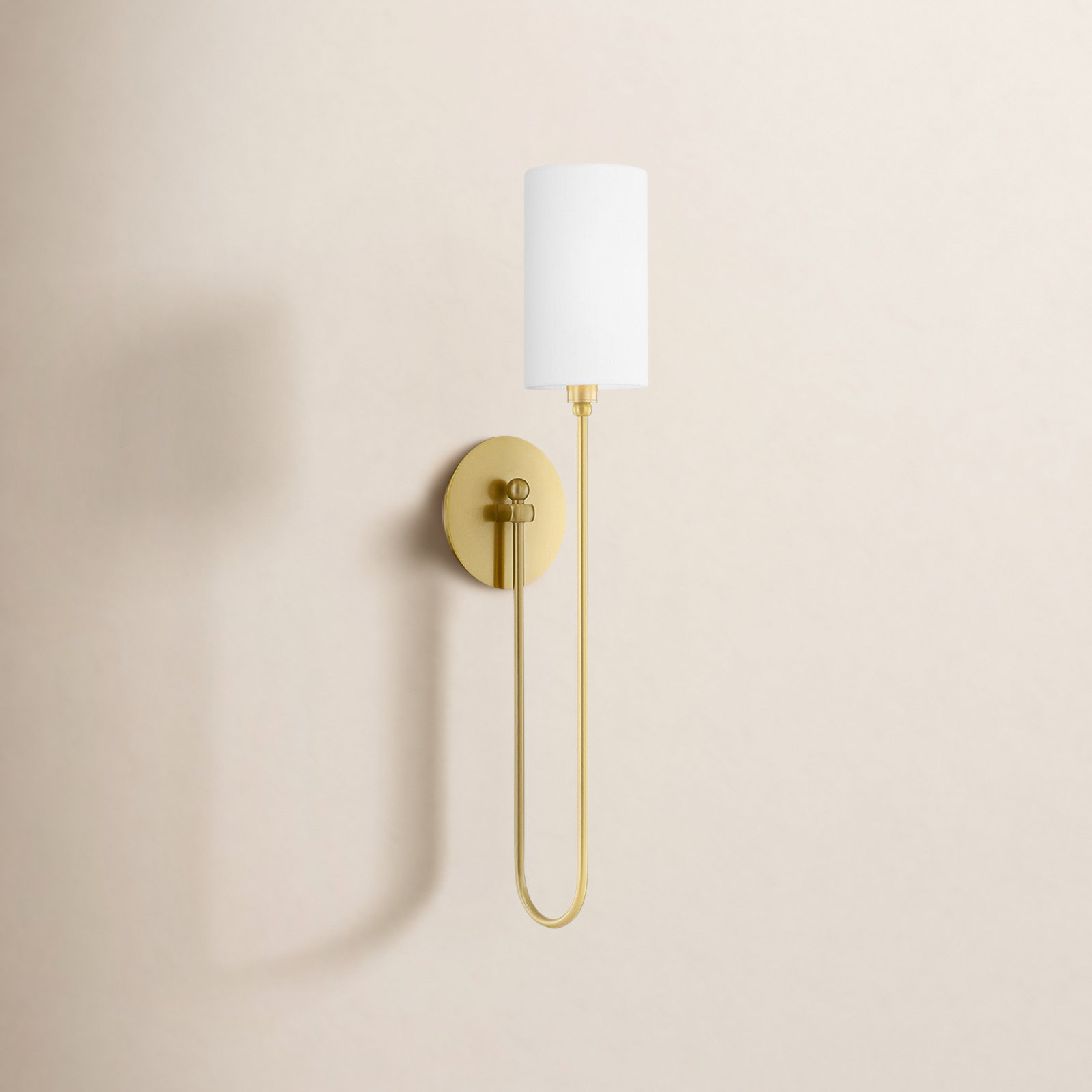 Clarissa Single Light Dimmable Armed Sconce, Aged Brass
