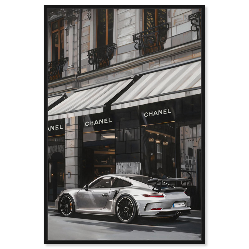 «Parked out Front Canvas Fashion and Glam» par , H 16 po x l 11 po, Cadre flottant noir