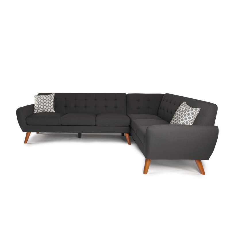 Austell Upholstered L-Shaped Sectional Symmetrical, Ash Black
