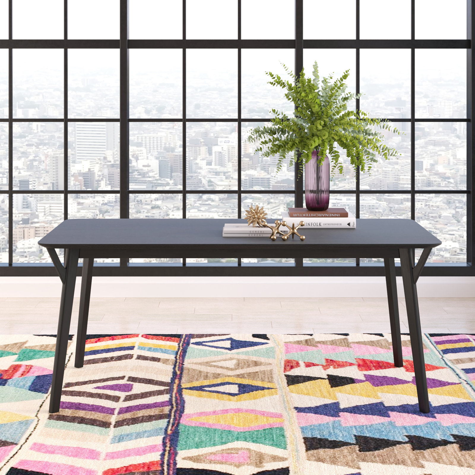 Evanston 71" Walnut Dining Table, Black