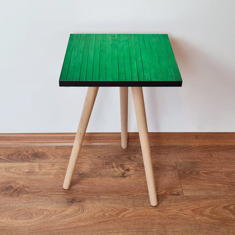 Table d'appoint moderne moderne avec pieds en bois de hêtre, 13,8 po x 16,5 po x 13,8 po | 100% panneau de fibres à densité moyenne avec une épaisseur de 0,71 pouce | Conception géométrique, parfaite pour le salon et la chambre à coucher, pièce décorative élégante et fonctionnelle