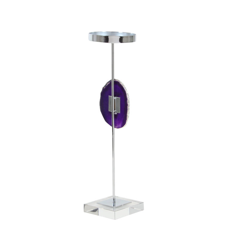Ensemble de chandelles de table en fer 2 pièces, Argent / mauve