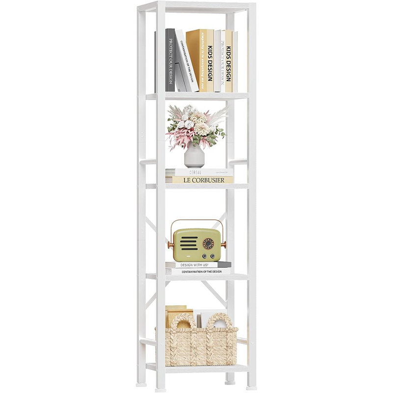 Bibliothèque blanche à 5 niveaux, bibliothèque étroite pour petits ...