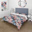 Ensemble de housse de couette à motif floral cerisier rose et bleu III-1274308671