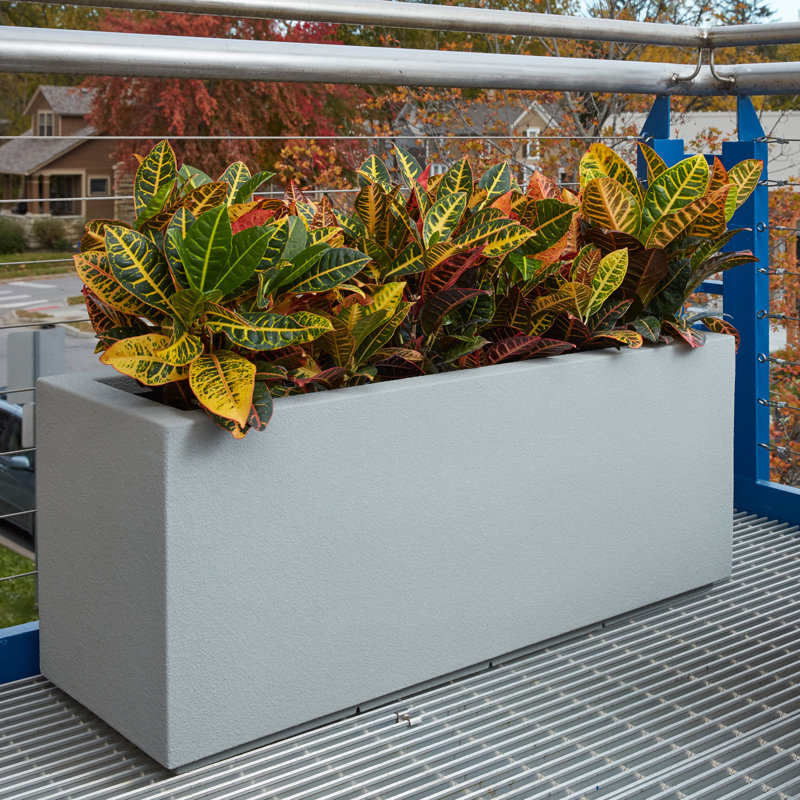 Gita Lightweight Outdoor Trough Planter Box, Concrete Gray, 19" H x 46" W x 17" D