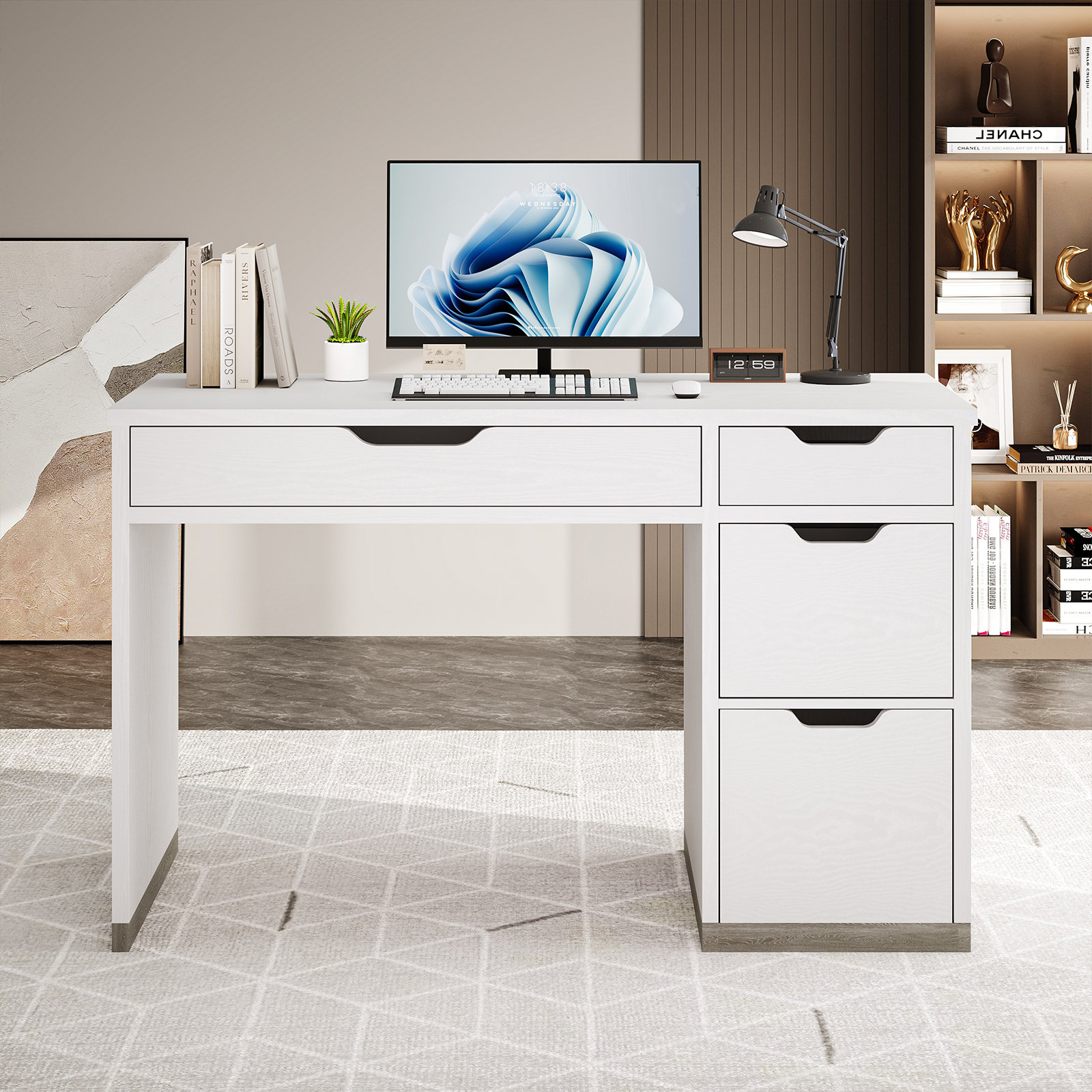 Ebern Designs Computer Desk with 4 Drawers & Reviews | Wayfair