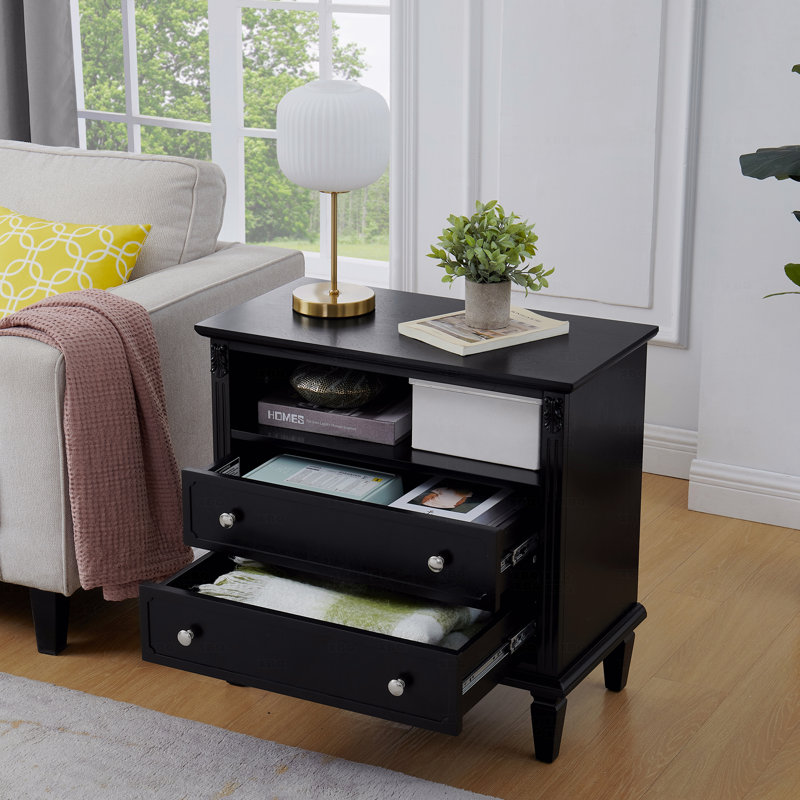 Commode 2 tiroirs Eastman, Noir, noir, noir, noir