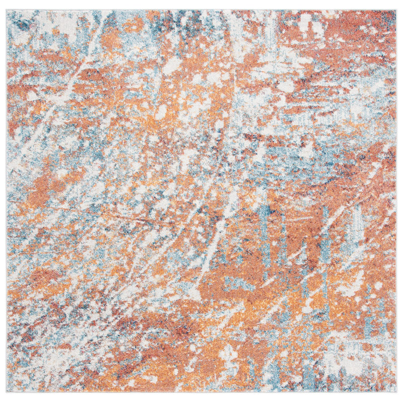 Crystal Performance Abstract Rug, Square 6'7"