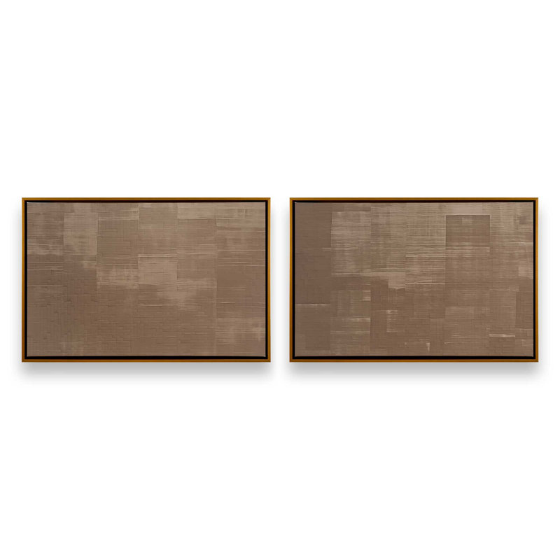 Sienna carrés ensemble de 2 impressions sur toile dans un cadre,, Cadre flottant or poli, H 8,75 po x l 25,5 po x P 1,75 po