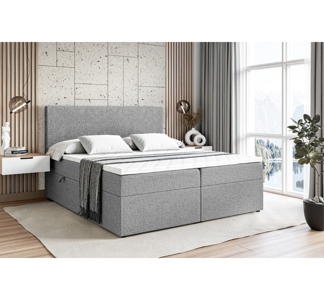 Boxspringbett mit Bettkasten und Topper