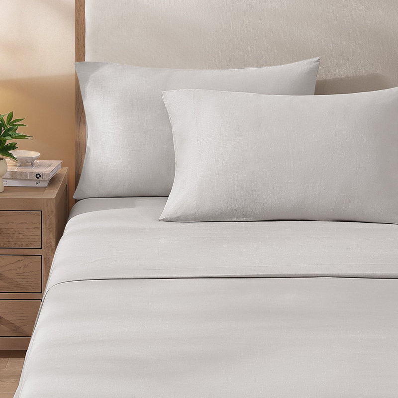 Egyptian-Like Cotton-European Linen Sheet Set, Moon, California King Sheet Set with 2 Pillowcases