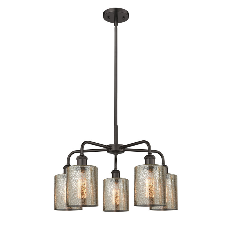 Lustre tambour 5 lumières en acier à intensité variable Dublin, Mercurisé, Bronze huilé