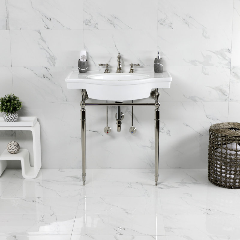 Lavabo de salle de bain en U Edwardian, Nickel poli