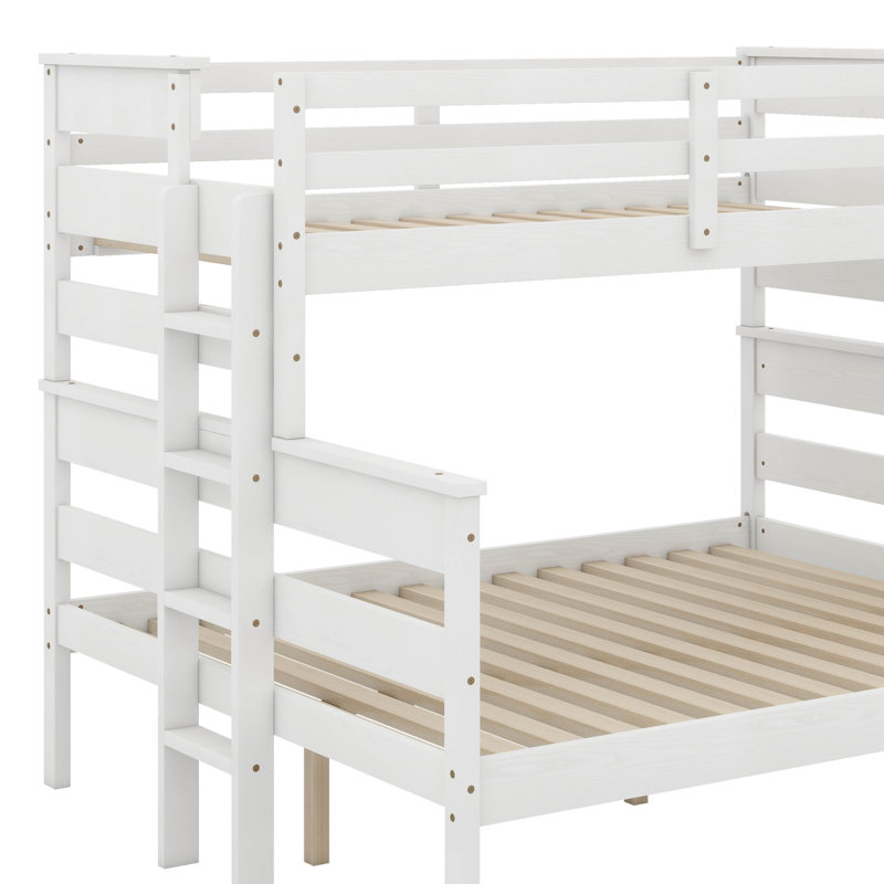 Lit simple superposé au-dessus d'un grand lit simple avec échelle, Blanc