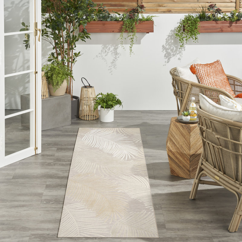 Nourison Suncoast 2' x 6' Beige Tropical Rug, Runner 2' x 6', Beige