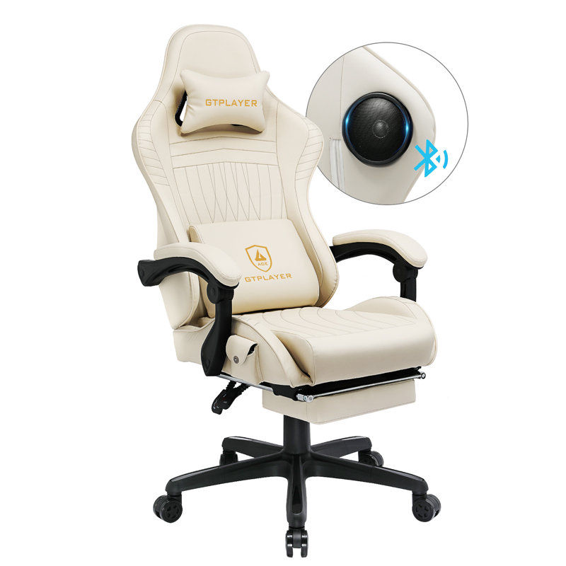 Gaming Chair, Computer Chair with Footrest and Bluetooth Speakers, High Back Ergonomic Gaming Chair, Reclining Gaming Chair with Linkage Armrests for Adults