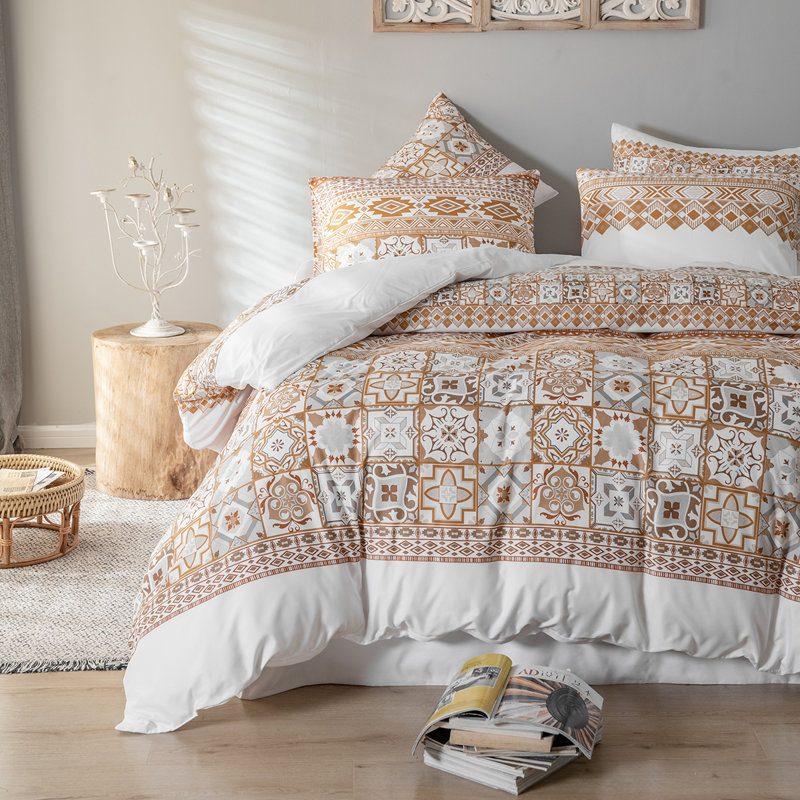 Geometric Shapes Duvet Cover, Queen Duvet Cover + 2 Standard Pillowcases