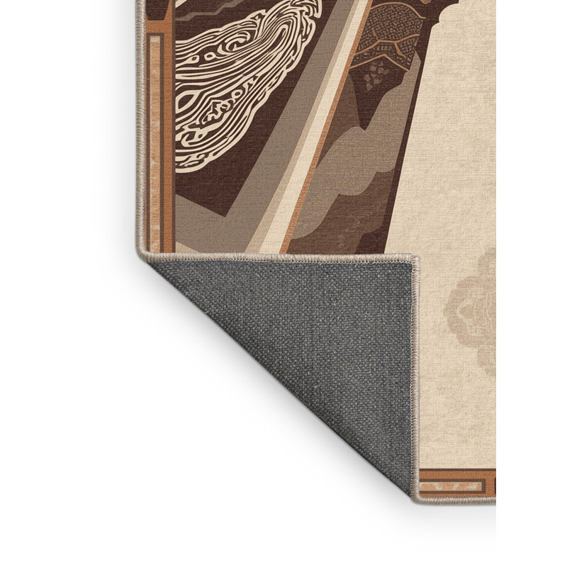 Tapis oriental moelleux et moelleux de style oriental délicat à accoudoirs doux et naturel Accra, 7 x 9