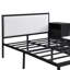 Lit plateforme confortable en métal avec tablettes de rangement latérales et armoire pleine grandeur en bois, noir-392620936-392620939