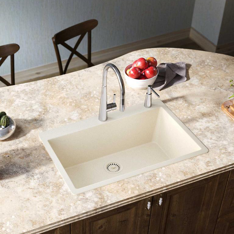 Évier de cuisine à chute l 33 po x l 21 po Quartz Luxe, Parchemin