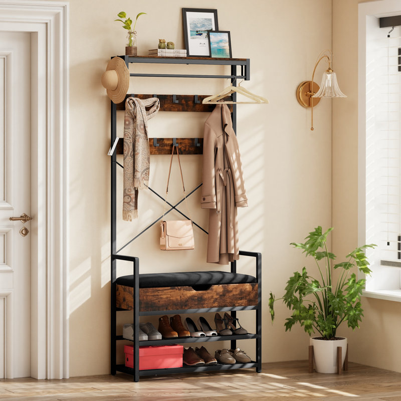 Hall Tree 80cm Wide, Brown/Black