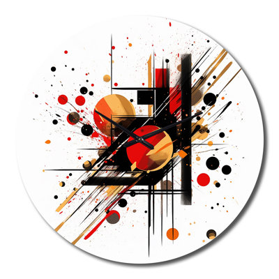 Horloge murale rouge et noire abstraite Dreamscape II