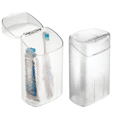 Porte-brosses à dents iDesign avec couvercle attaché - ensemble de 2 - transparent