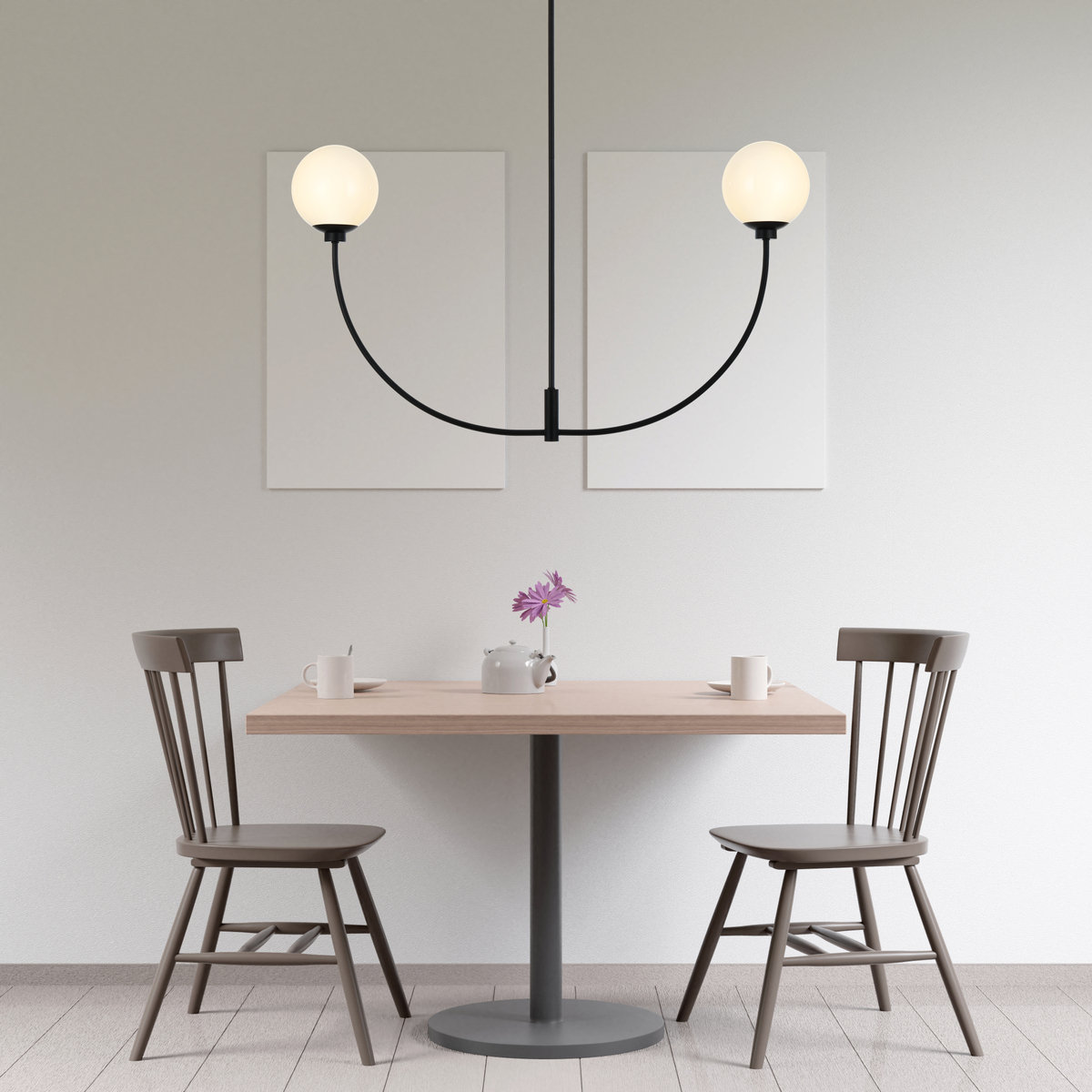 Kyle 2 - Light Metal Chandelier, 24" H x 42" W x 7" D, Black