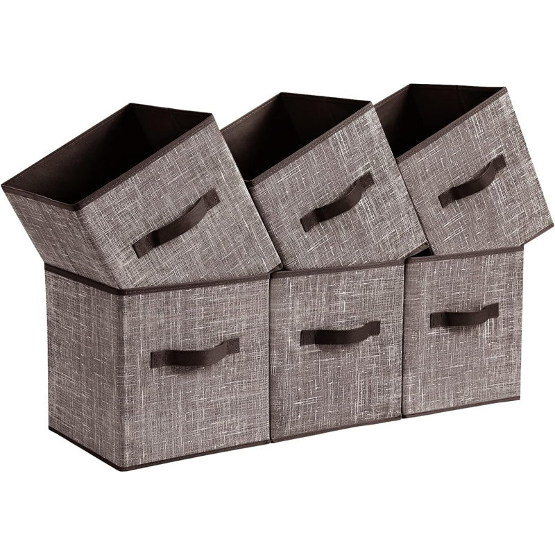 Ensemble de bacs pliables en tissu, Noyer