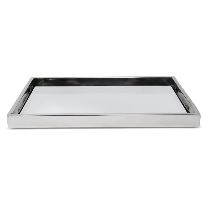 Rectangle Mirror Tray, 16.25"L x 10.25"W x 1.25"H, Silver