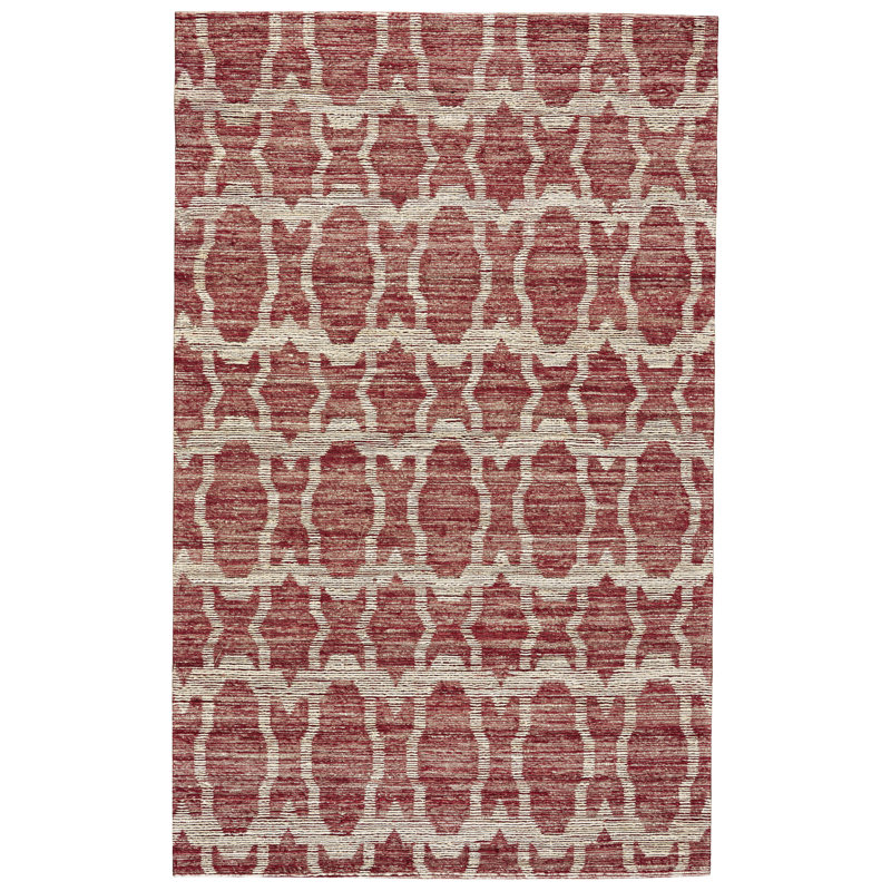 Tapis rouge tissé à la main Ayssa, Rectangle 5 pi x 8 pi