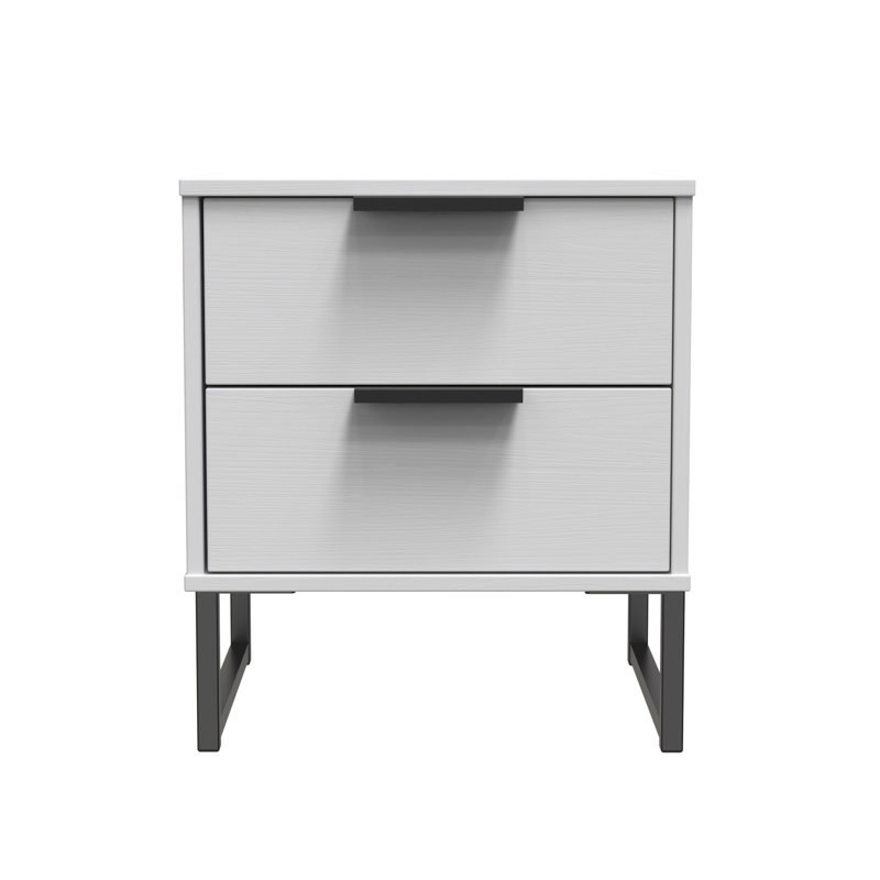 Turah 2 Drawer Bedside Cabinet (Ready Assembled), Grey Ash